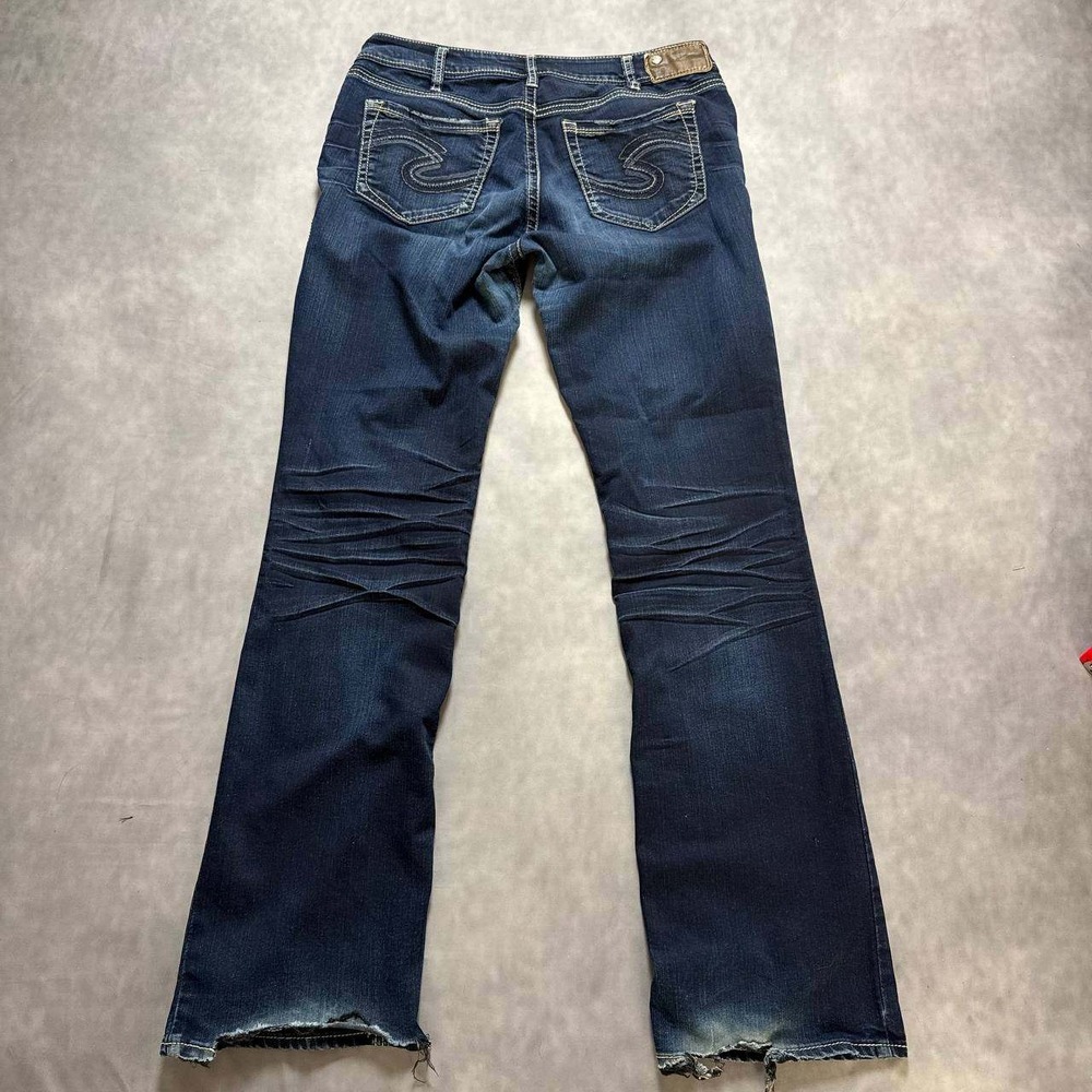 Silver Jeans Co Suki Mid Rise Bootcut Dark Wash Super Stretch Denim Blue 32x33